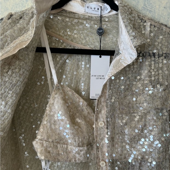 CLUB L | CHAMPAGNE CAMI SWEETHEART NECK BRALETTE & SHIRT - Picture 4 of 11